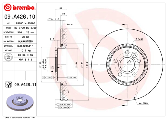 Brake Disc (Front axle)  Art. 09A42611