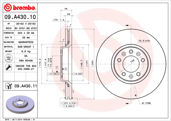 Brake Disc (Front axle)  Art. 09A43011