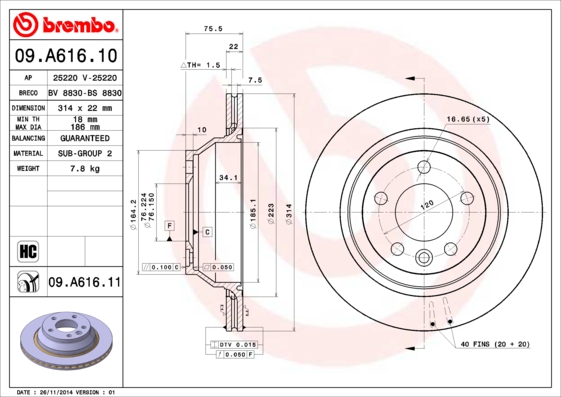 Brake Disc (Rear axle)  Art. 09A61611