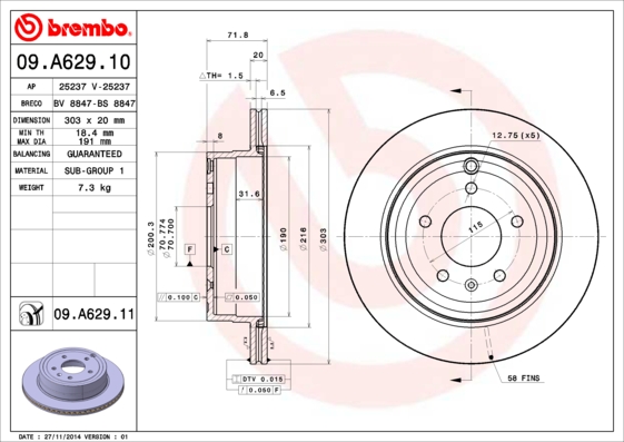 Brake Disc (Rear axle)  Art. 09A62911