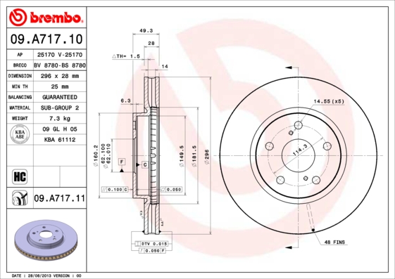 Brake Disc (Front axle)  Art. 09A71711