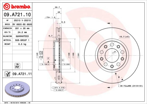 Brake Disc (Front axle)  Art. 09A72111