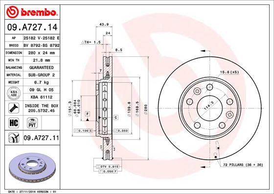 Brake Disc (Front axle)  Art. 09A72711