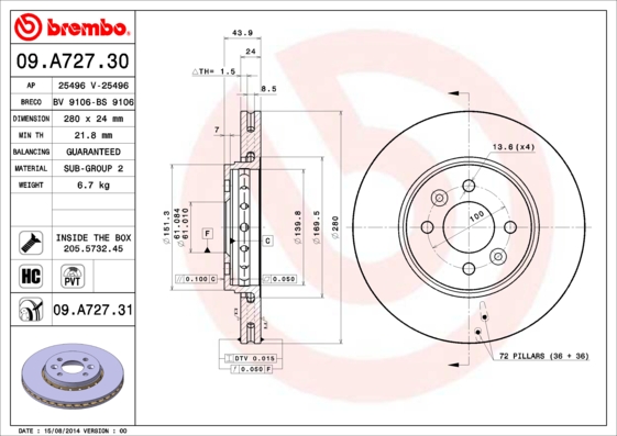 Brake Disc (Rear axle)  Art. 09A72731