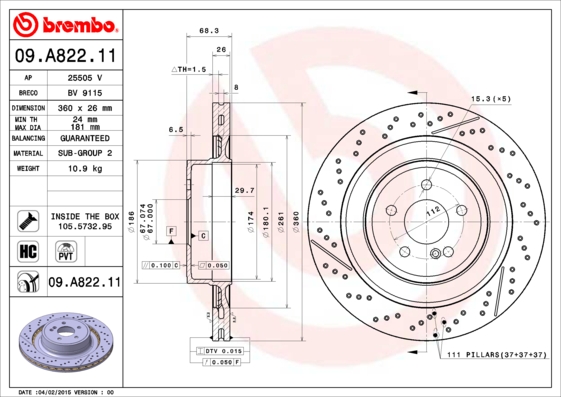 Brake Disc (Rear axle)  Art. 09A82211