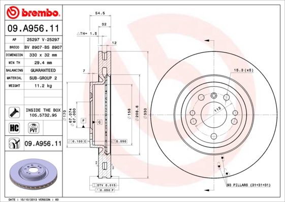 Brake Disc (Ventilated)  Art. 09A95611