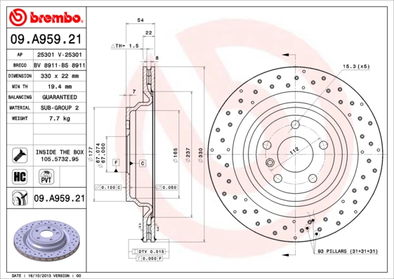 Brake Disc (Ventilated)  Art. 09A95921