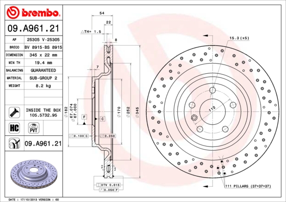 Brake Disc (Ventilated)  Art. 09A96121