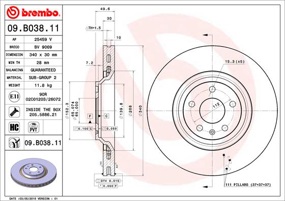 Brake Disc (Front axle)  Art. 09B03811