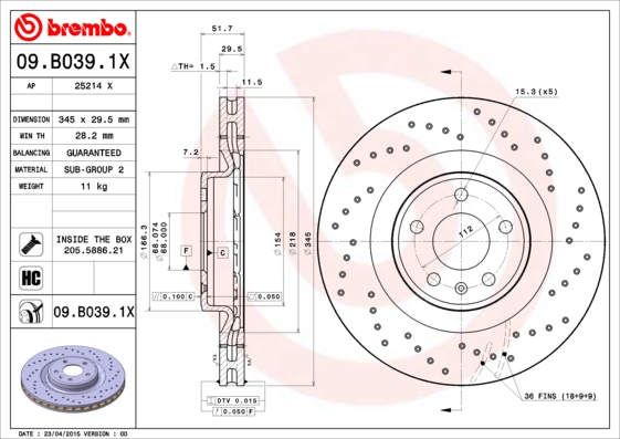 Brake Disc (Front axle)  Art. 09B0391X