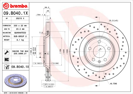 Brake Disc (Rear axle)  Art. 09B0401X