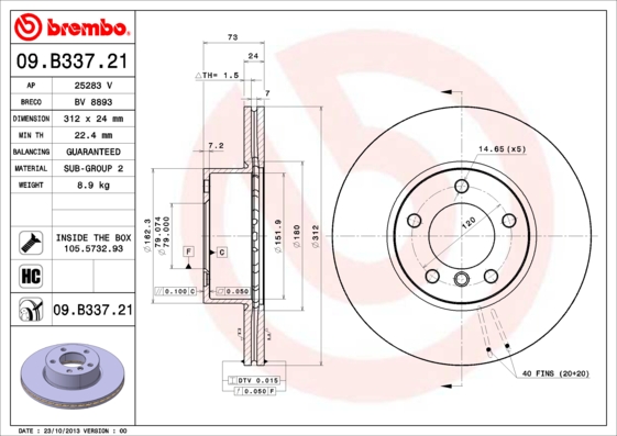 Brake Disc (Rear axle)  Art. 09B33721