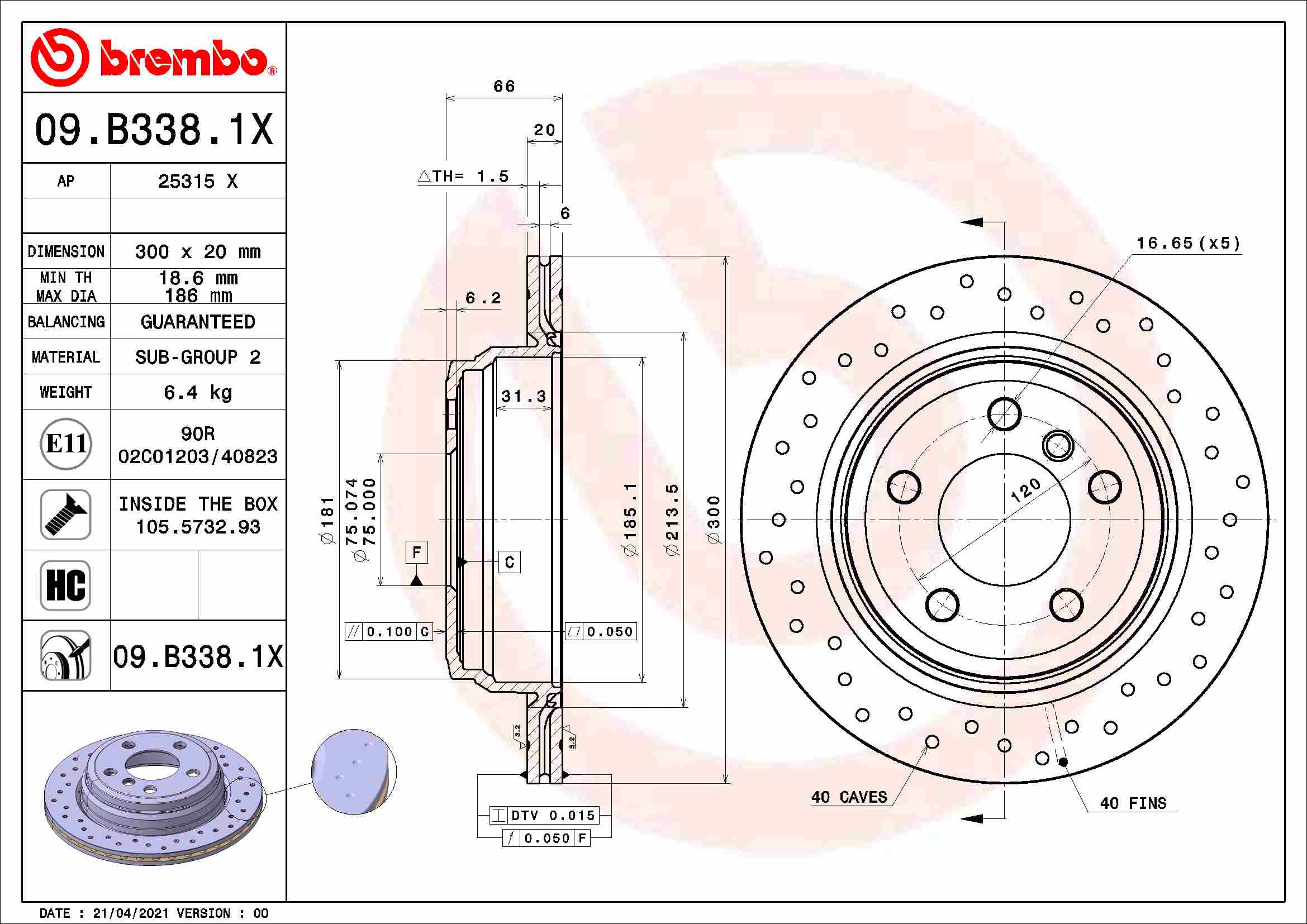 Brake Disc (Rear axle)  Art. 09B3381X