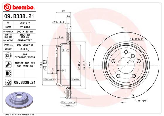 Brake Disc (Rear axle)  Art. 09B33821