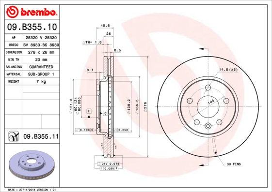 Brake Disc (Front axle)  Art. 09B35511