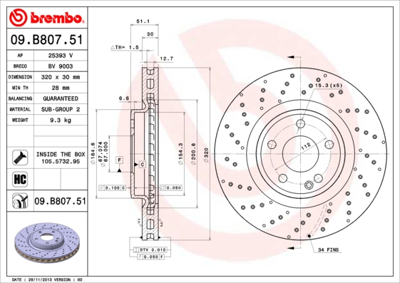 Brake Disc (09.B807.51)  Art. 09B80751