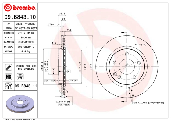 Brake Disc (Front axle)  Art. 09B84311