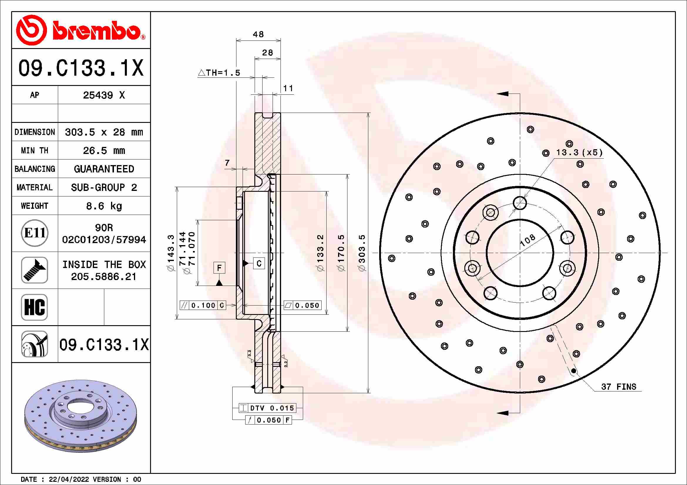 Brake Disc  Art. 09C1331X