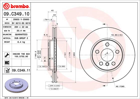 Brake Disc (Front axle)  Art. 09C34911