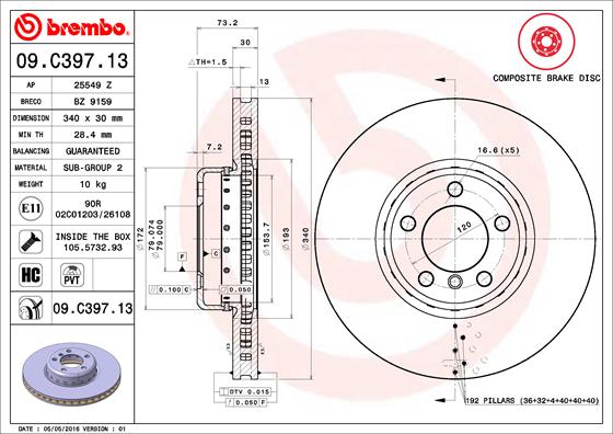 Brake Disc (Ventilated)  Art. 09C39713