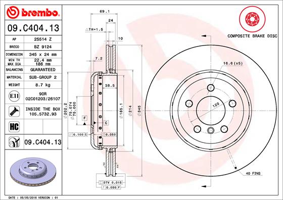 Brake Disc (Rear axle)  Art. 09C40413