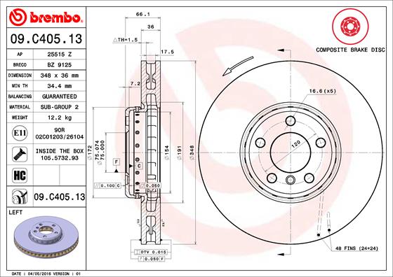 Brake Disc (Front axle, left)  Art. 09C40513