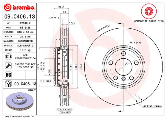 Brake Disc (Front axle, right)  Art. 09C40613