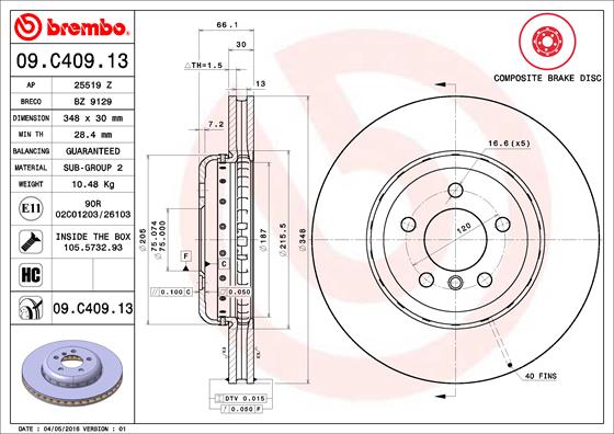 Brake Disc (Front axle)  Art. 09C40913