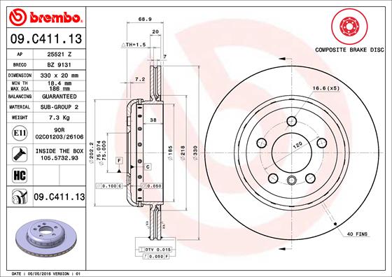 Brake Disc (Rear axle)  Art. 09C41113