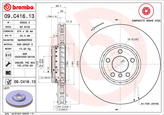 Brake Disc (374)  Art. 09C41613