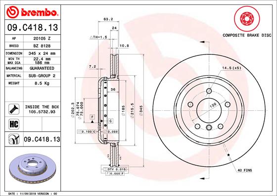 Brake Disc (Rear axle)  Art. 09C41813