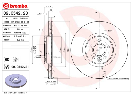 Brake Disc (Front axle)  Art. 09C54221