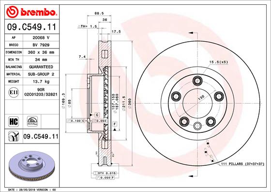 Brake Disc (Front axle, left)  Art. 09C54911