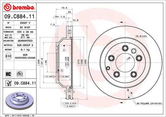 Brake Disc (Rear axle)  Art. 09C88411