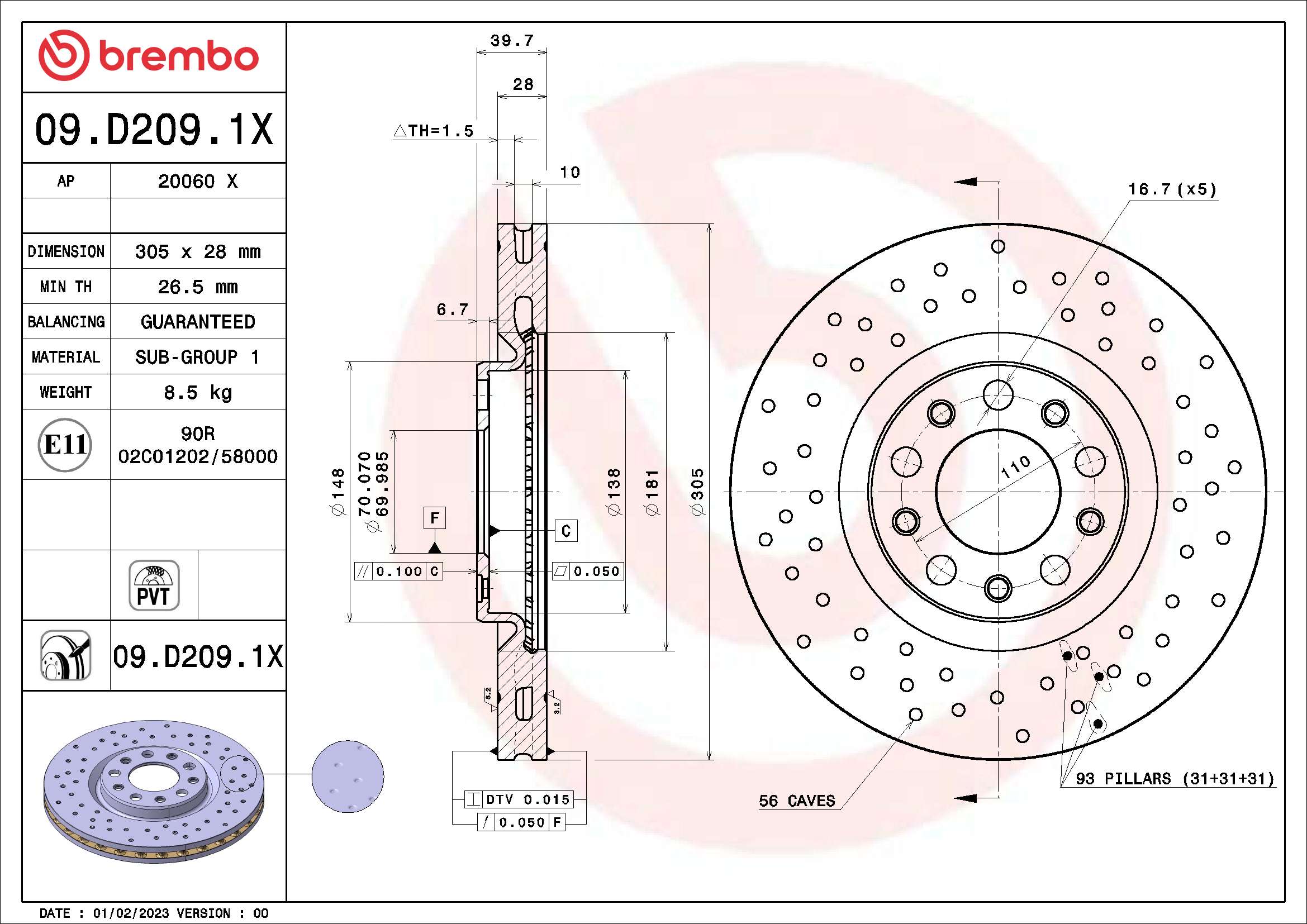 Brake Disc  Art. 09D2091X