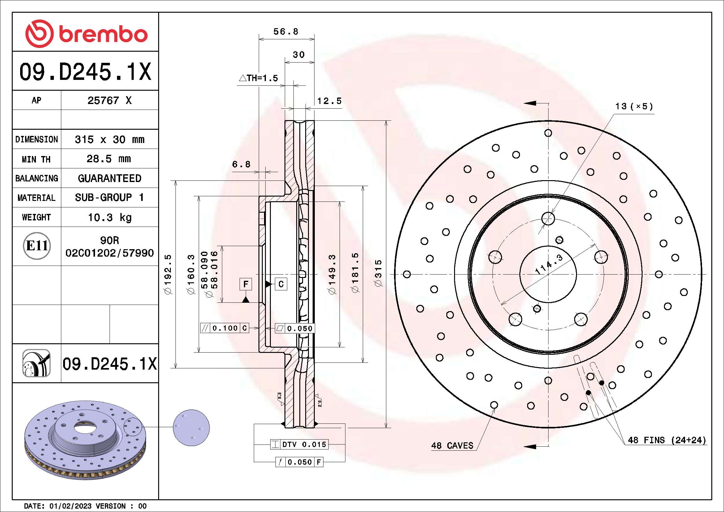 Brake Disc  Art. 09D2451X