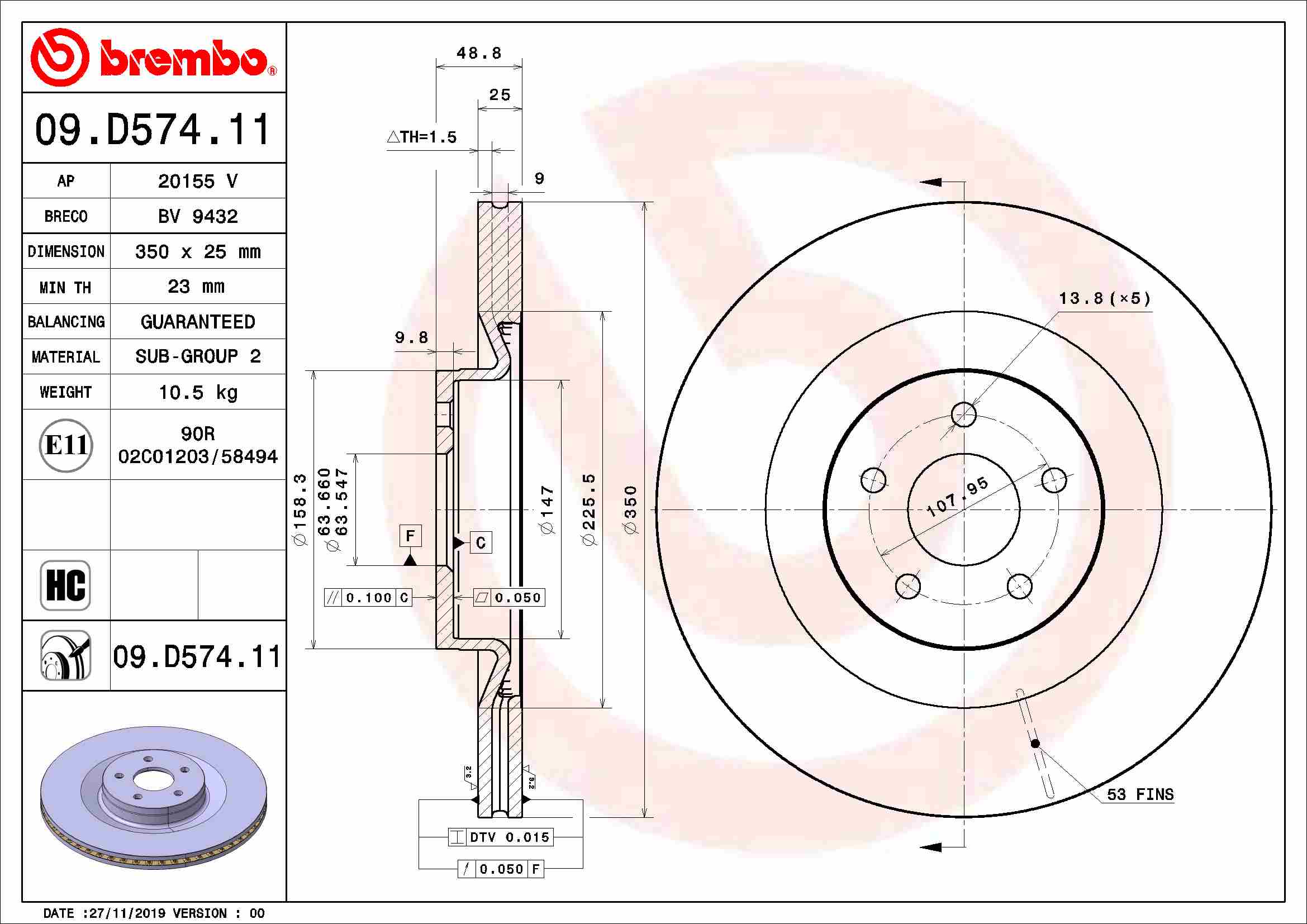 Brake Disc  Art. 09D57411