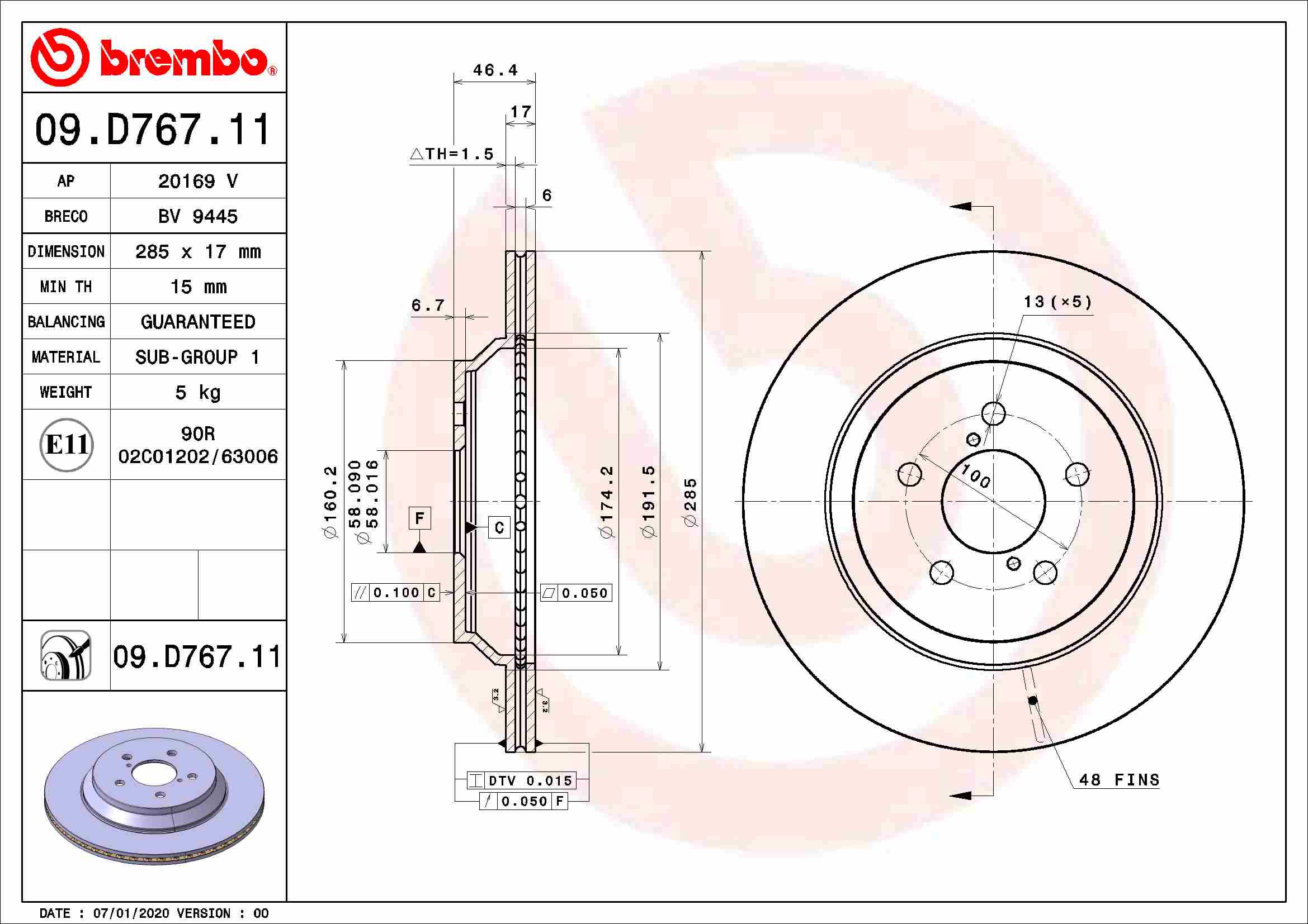 Brake Disc  Art. 09D76711