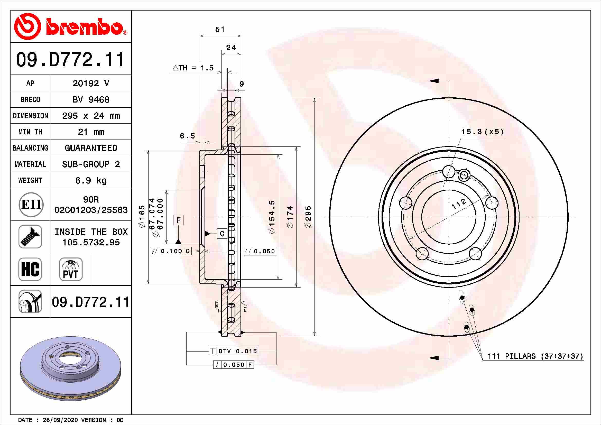 Brake Disc (Gear side)  Art. 09D77211