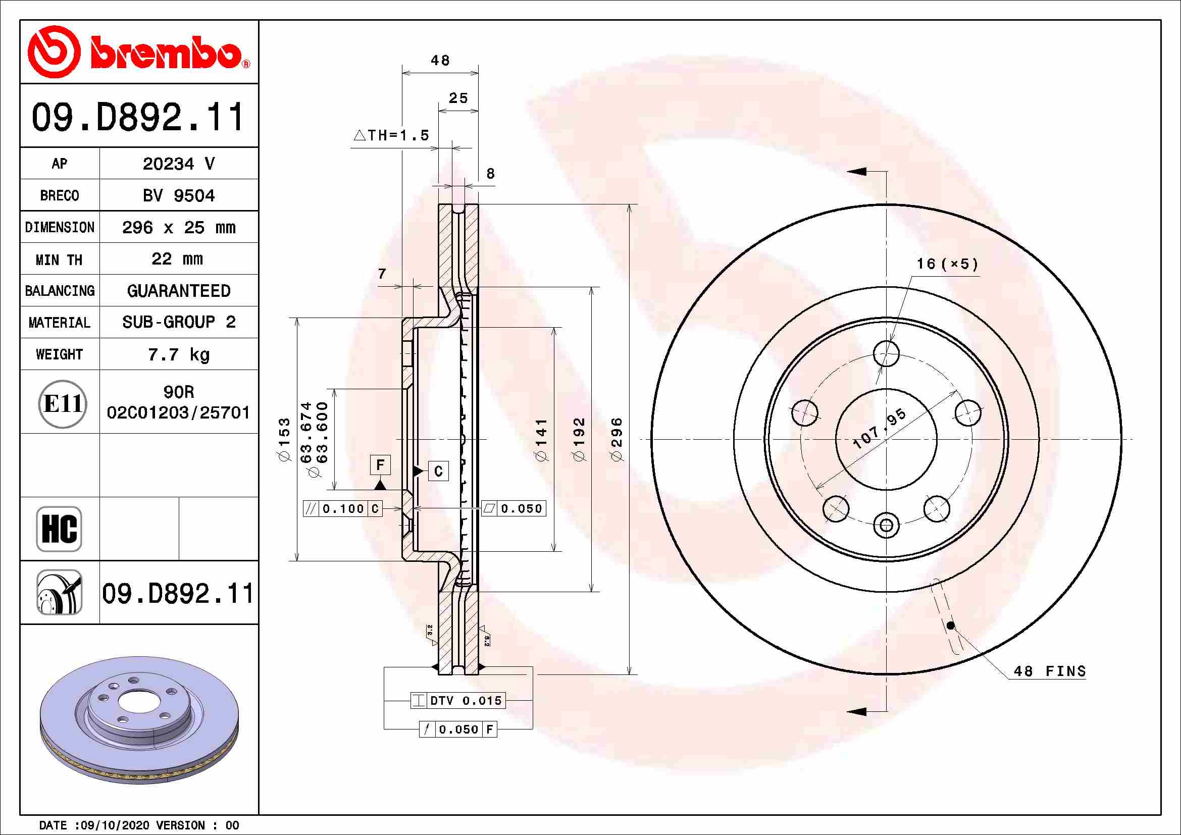 Brake Disc (Front axle)  Art. 09D89211