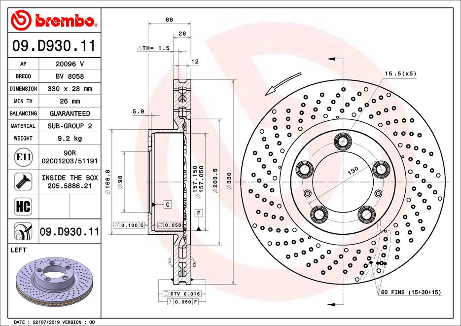 Brake Disc (Front axle, left)  Art. 09D93011