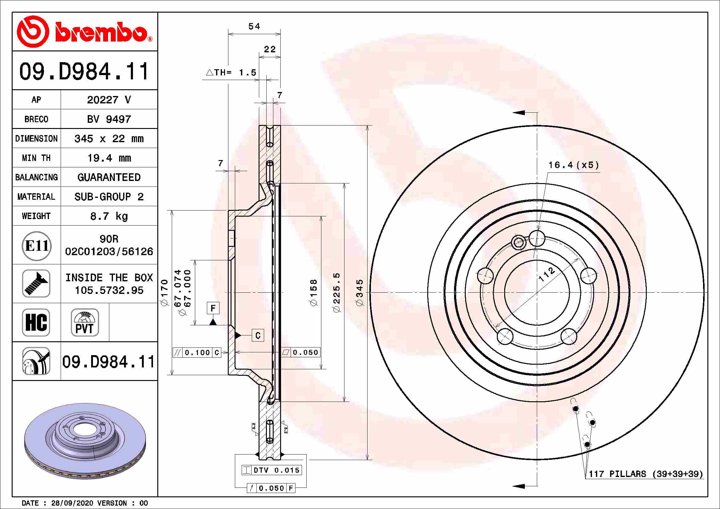 Brake Disc  Art. 09D98411