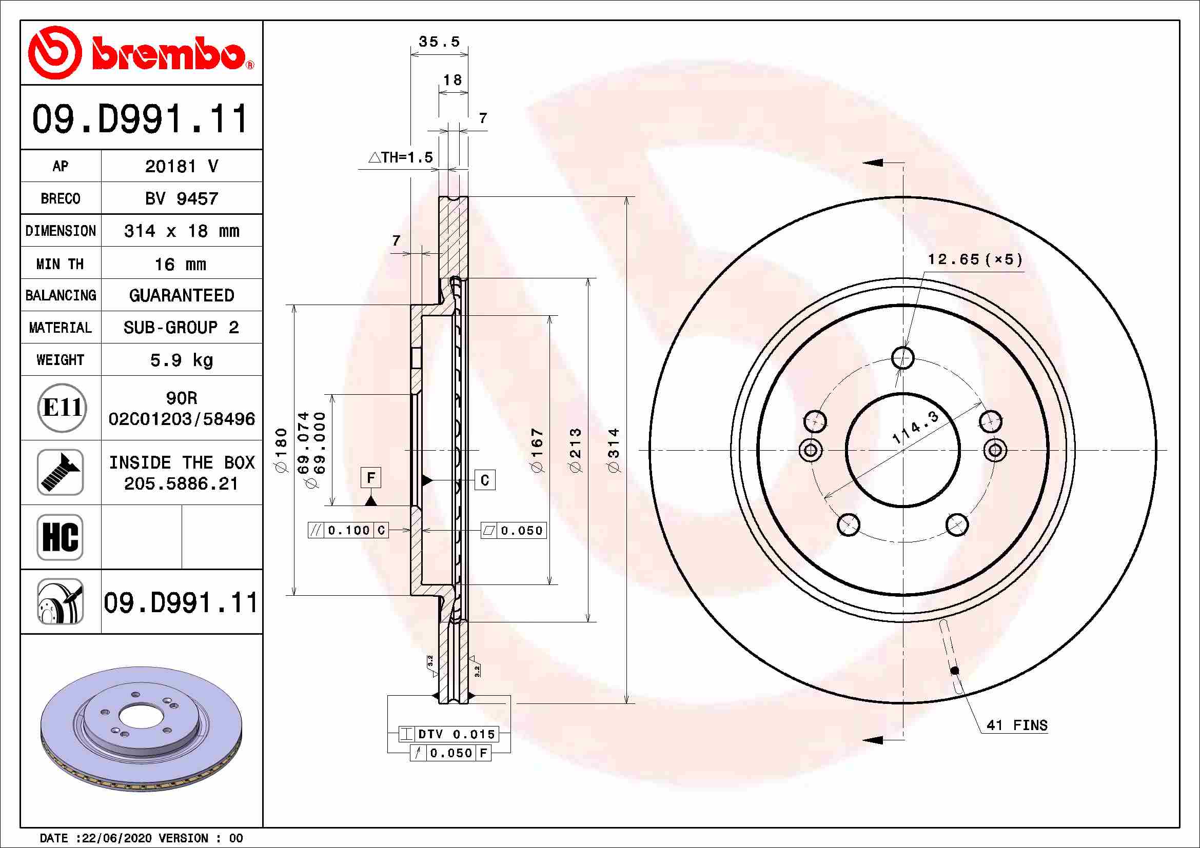 Brake Disc  Art. 09D99111