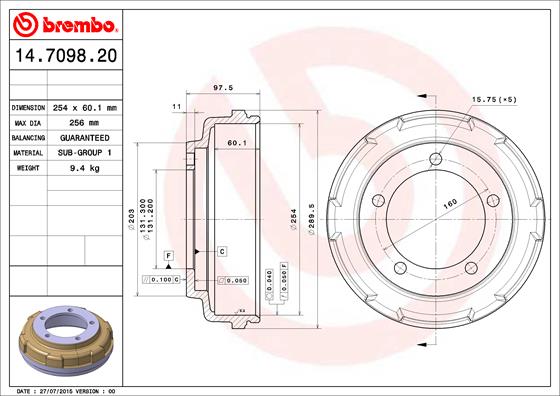 Brake Drum (Rear axle)  Art. 14709820