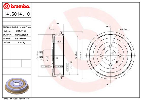 Brake Drum (Rear axle)  Art. 14C01410