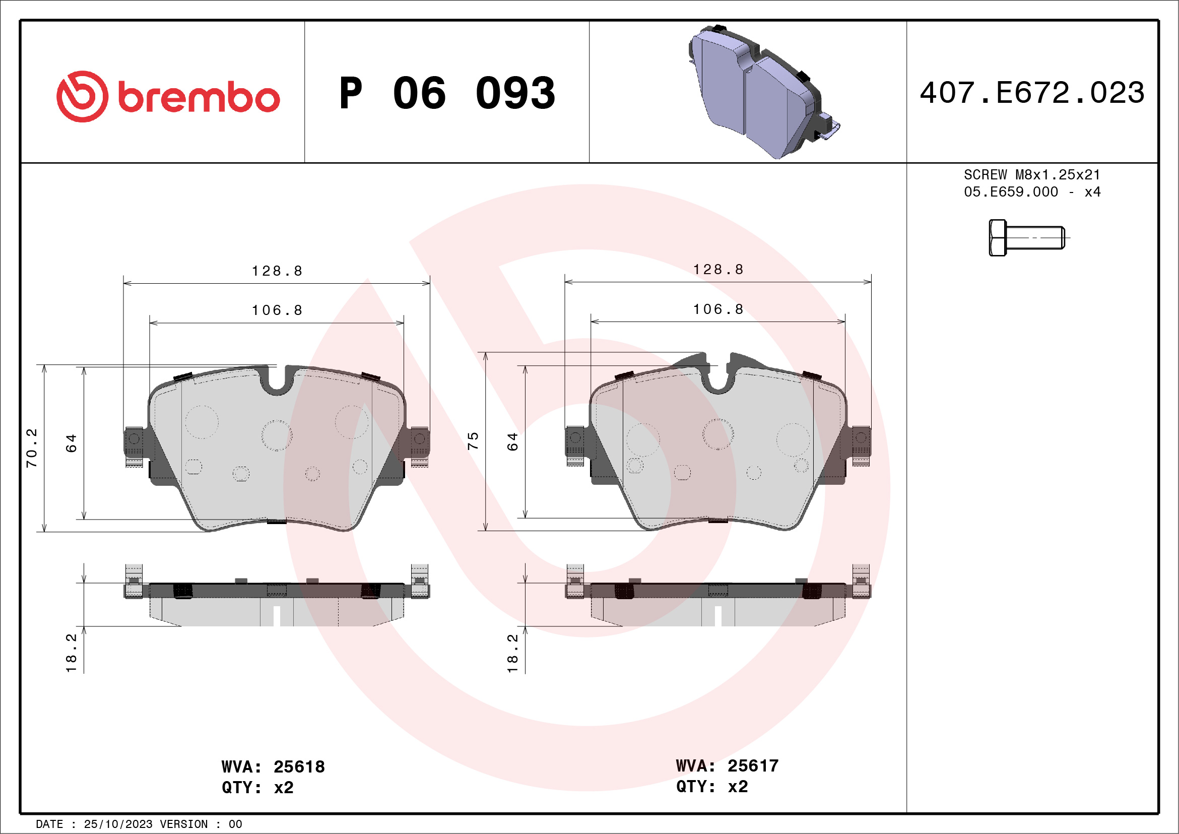 Brake Pad Set, disc brake (Front axle)  Art. P06093