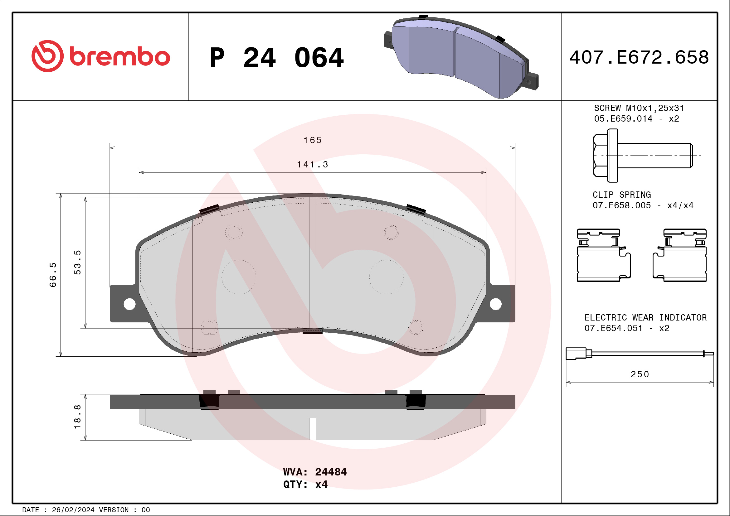 Brake Pad Set, disc brake (Front axle)  Art. P24064