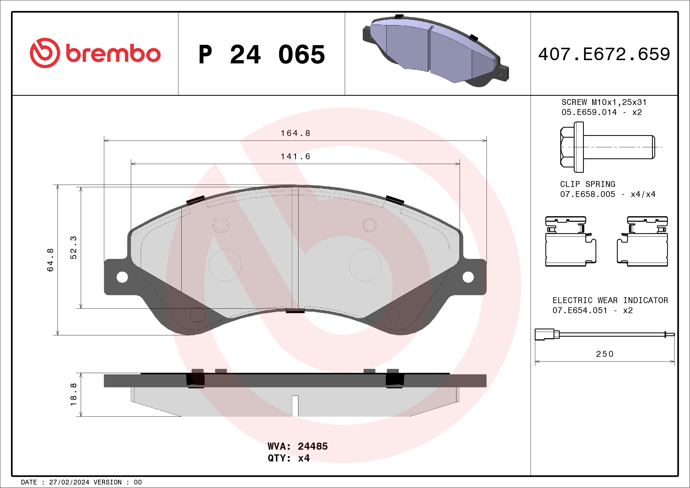 Brake Pad Set, disc brake (Front axle)  Art. P24065