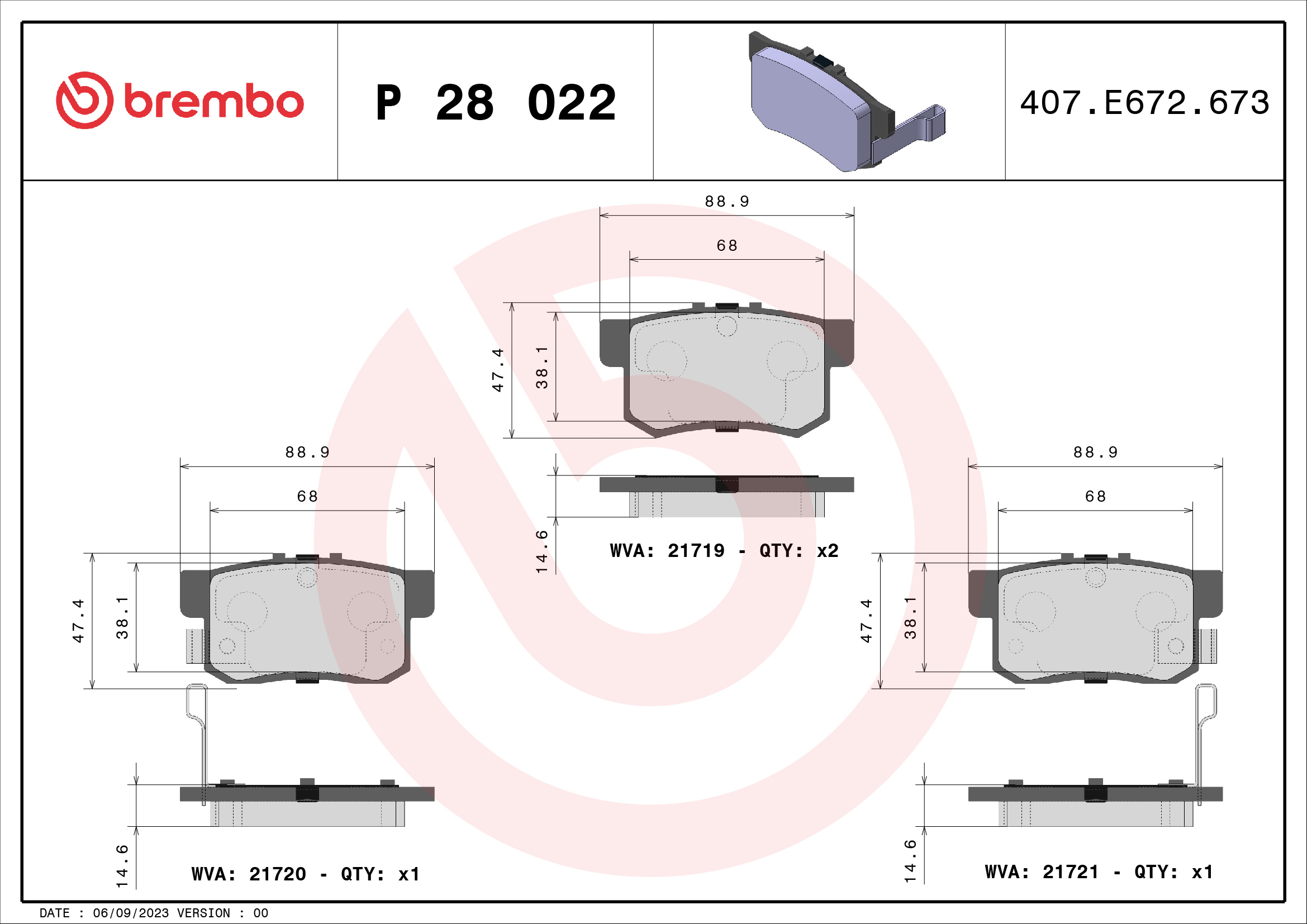 Brake Pad Set, disc brake (Rear axle)  Art. P28022