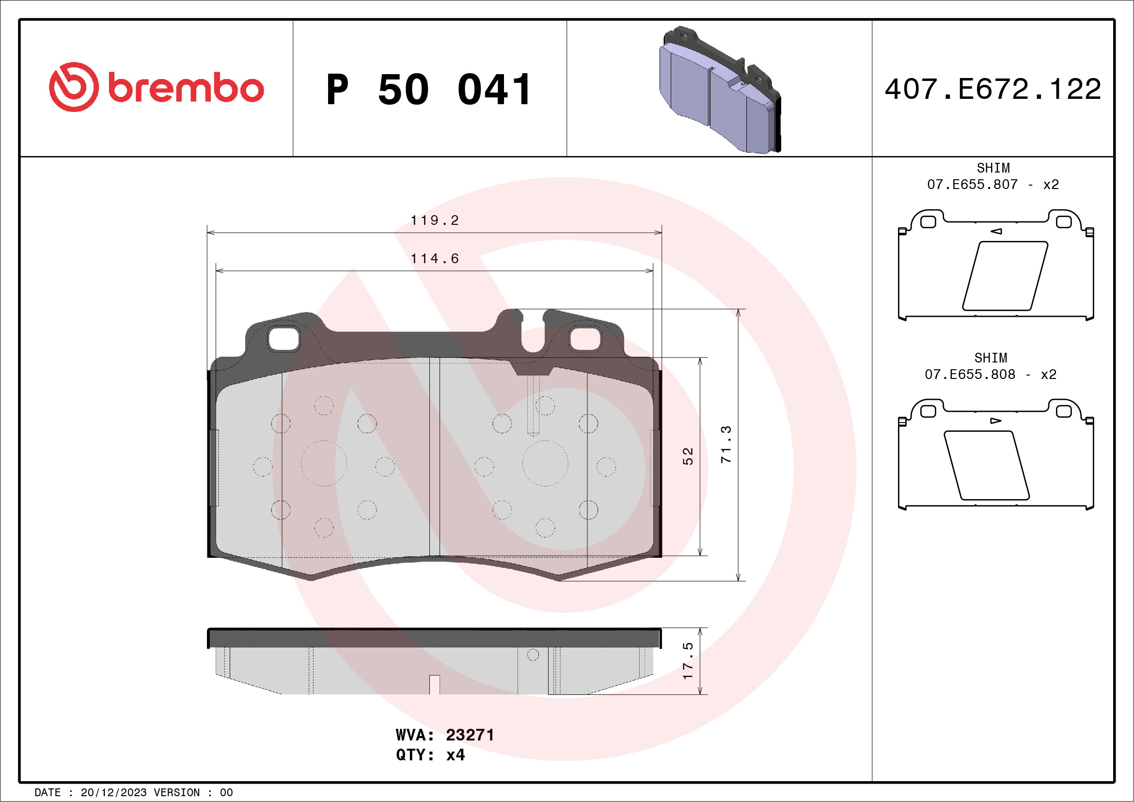 Brake Pad Set, disc brake (Front axle)  Art. P50041